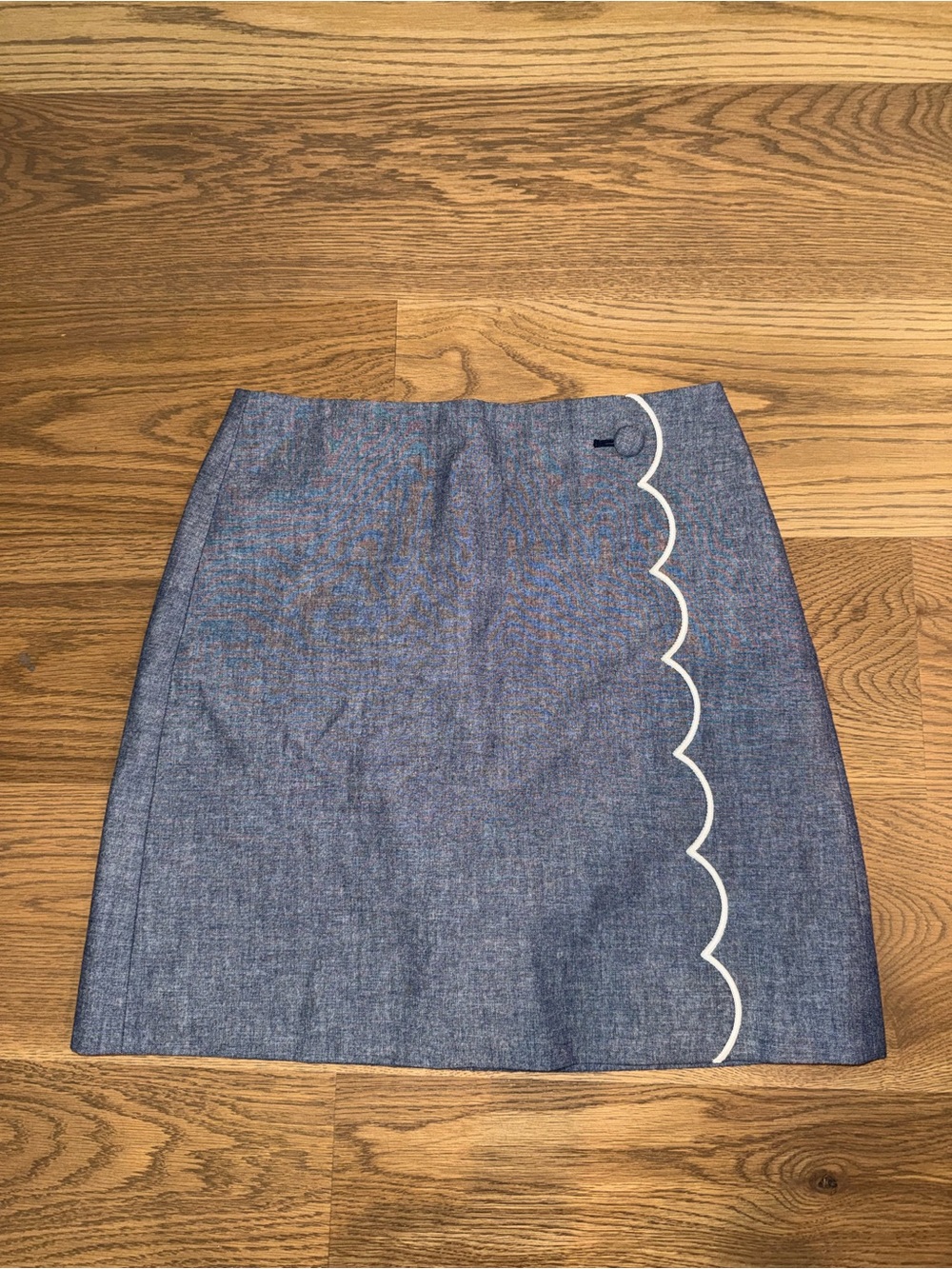 J. Crew Blue Skirt with White Scallop Trim